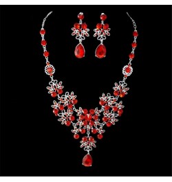 Butterfly Water Drop Shape Rhinestone Wedding Bridal Necklace Earring Set Charm Accessories Jewelry, Red $6.29 Jewelry Sets