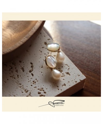 Freshwater Pearl Natural Shell Drop Dangle Earrings for Women Girls – Cute Gold Pearls Earrings Dangling Prom Wedding Holida...