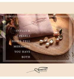 Freshwater Pearl Natural Shell Drop Dangle Earrings for Women Girls – Cute Gold Pearls Earrings Dangling Prom Wedding Holida...