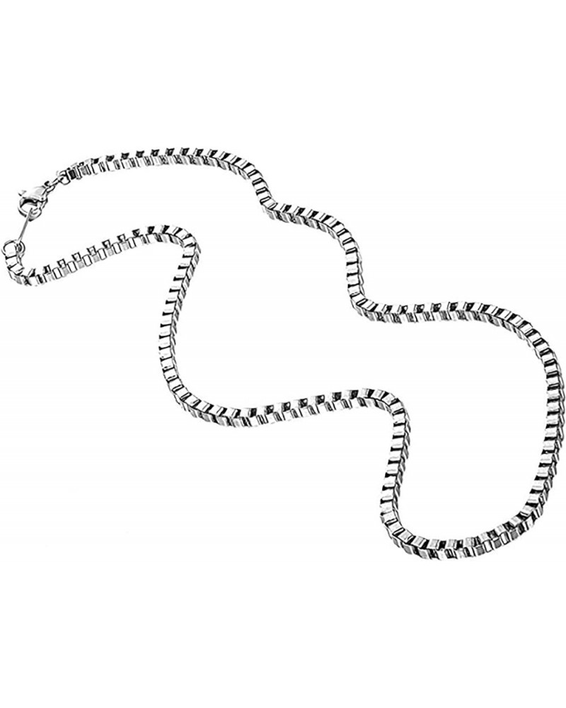 Stainless Steel Square Box Chain Link Necklace White 2.4mm wide 22.0 Inches $10.99 Necklaces