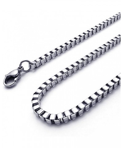 Stainless Steel Square Box Chain Link Necklace White 2.4mm wide 22.0 Inches $10.99 Necklaces