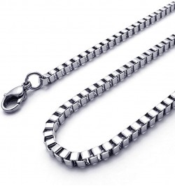 Stainless Steel Square Box Chain Link Necklace White 2.4mm wide 22.0 Inches $10.99 Necklaces