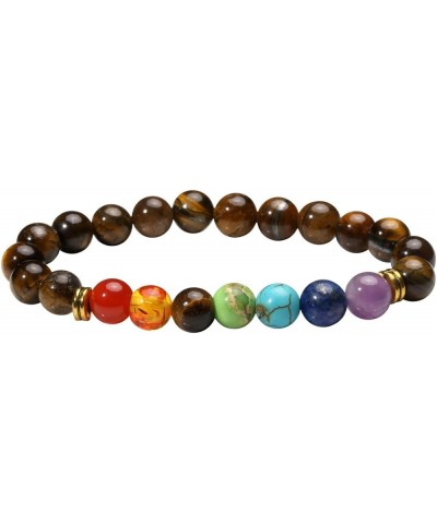 7 Chakra Diffuser Bracelets Set for Women Men Reiki Healing Meditation Lava Rock Stone Beads I: Tiger Eye $8.99 Bracelets