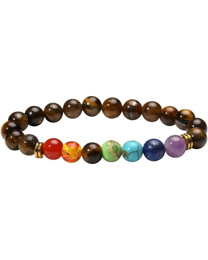 7 Chakra Diffuser Bracelets Set for Women Men Reiki Healing Meditation Lava Rock Stone Beads I: Tiger Eye $8.99 Bracelets