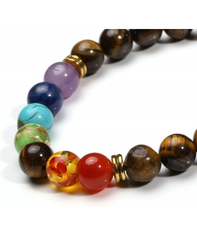 7 Chakra Diffuser Bracelets Set for Women Men Reiki Healing Meditation Lava Rock Stone Beads I: Tiger Eye $8.99 Bracelets