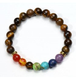 7 Chakra Diffuser Bracelets Set for Women Men Reiki Healing Meditation Lava Rock Stone Beads I: Tiger Eye $8.99 Bracelets