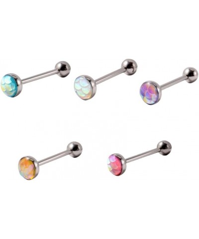 5PCS Tongue Rings Stainless Steel Straight Barbell Tongue Piercing Jewelry for Men and Women 16mm B $8.79 Body Jewelry