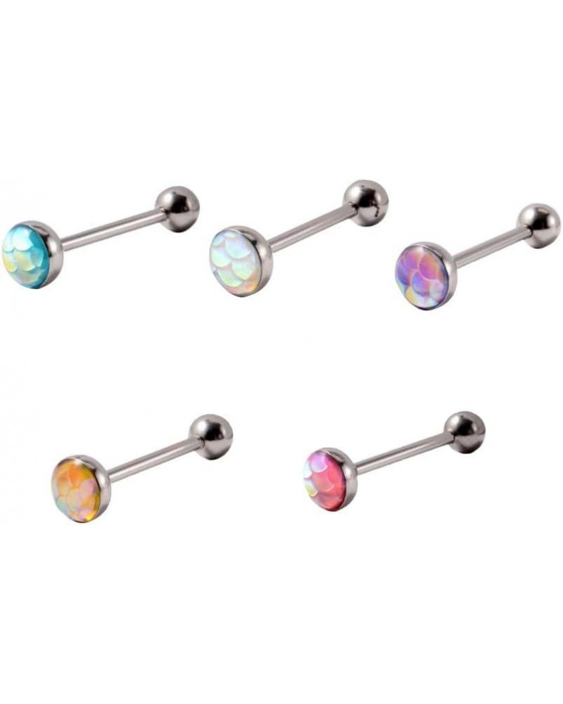 5PCS Tongue Rings Stainless Steel Straight Barbell Tongue Piercing Jewelry for Men and Women 16mm B $8.79 Body Jewelry