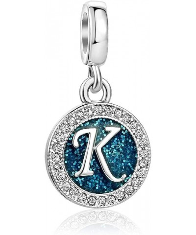 Letter Initial Blue Charms for Bracelets Alphabet Love Birthday Bead Charm for Women Girls Dangle Pendant Necklace K $7.94 Br...