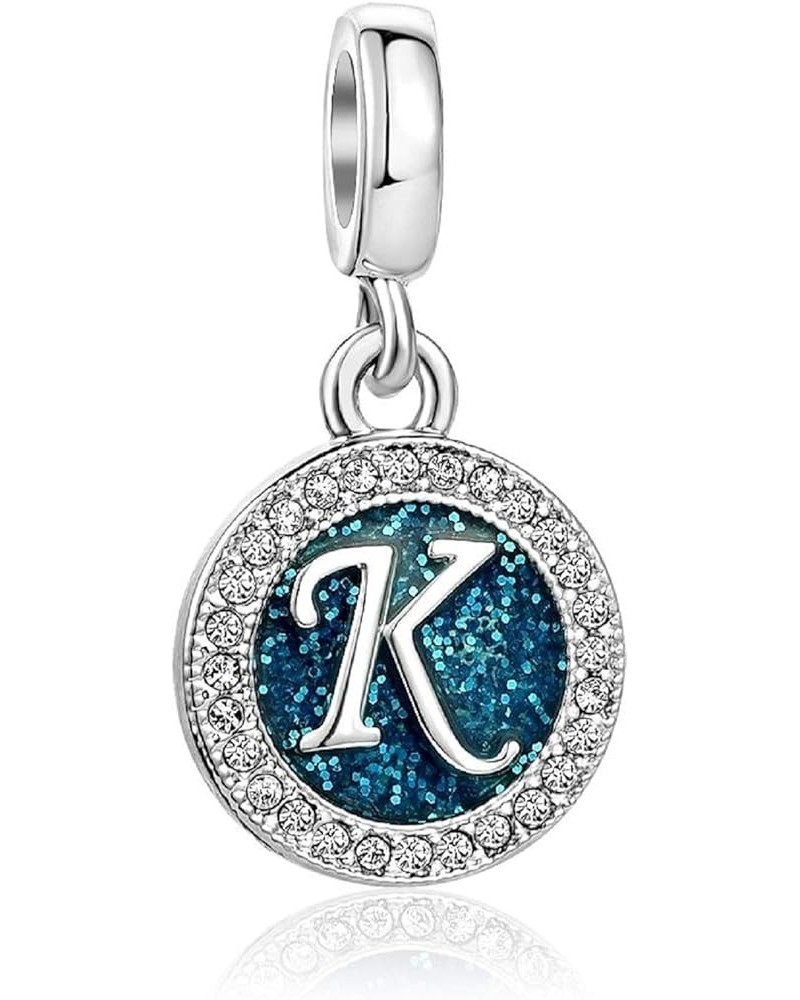 Letter Initial Blue Charms for Bracelets Alphabet Love Birthday Bead Charm for Women Girls Dangle Pendant Necklace K $7.94 Br...