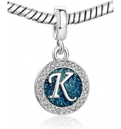 Letter Initial Blue Charms for Bracelets Alphabet Love Birthday Bead Charm for Women Girls Dangle Pendant Necklace K $7.94 Br...