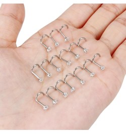 22G 20G 18G Nose Rings Studs Hypoallergenic 316L Surgical Steel L Shaped Screw Nose Rings Cubic Zirconia AAAA+ Silver Nostril...