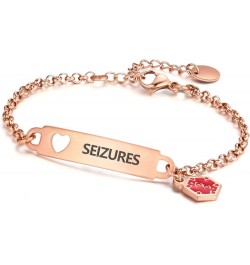 Pre-Engraved Simple Rolo Chain Medical Alert id Bracelet for Women PVD Rose Gold seizures $14.99 Bracelets