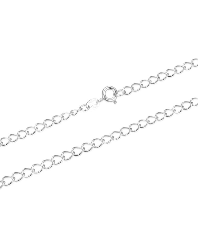 1pc Authentic Sterling Silver 2.5mm 3.4mm Twisted Curb Cable Chain Necklace Tarnish Resistant Hypoallergenic Nickel Free Wome...