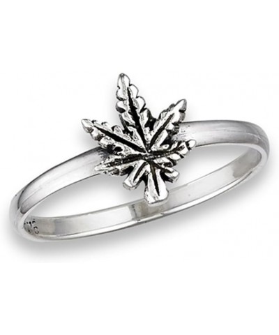 Oxidized Marijuana Leaf Ring New .925 Sterling Silver Band Sizes 3-8 $9.68 Rings