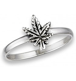 Oxidized Marijuana Leaf Ring New .925 Sterling Silver Band Sizes 3-8 $9.68 Rings