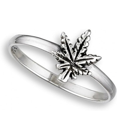 Oxidized Marijuana Leaf Ring New .925 Sterling Silver Band Sizes 3-8 $9.68 Rings