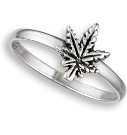 Oxidized Marijuana Leaf Ring New .925 Sterling Silver Band Sizes 3-8 $9.68 Rings