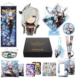 Genshin Impact Box Merch Set with 11 Gifts, Wanderer Cyno Xiao All 5 Stars Characters Plush Poster Acrylic Stand Bracelet Sti...