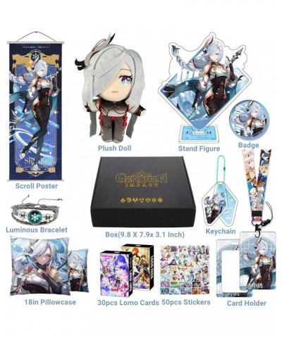 Genshin Impact Box Merch Set with 11 Gifts, Wanderer Cyno Xiao All 5 Stars Characters Plush Poster Acrylic Stand Bracelet Sti...