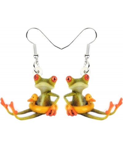 Acrylic Cute Skateboard Frog Earrings Heart Dangle Drop Funny Jewelry For Women Girls Charm Gift Moss green $7.40 Earrings