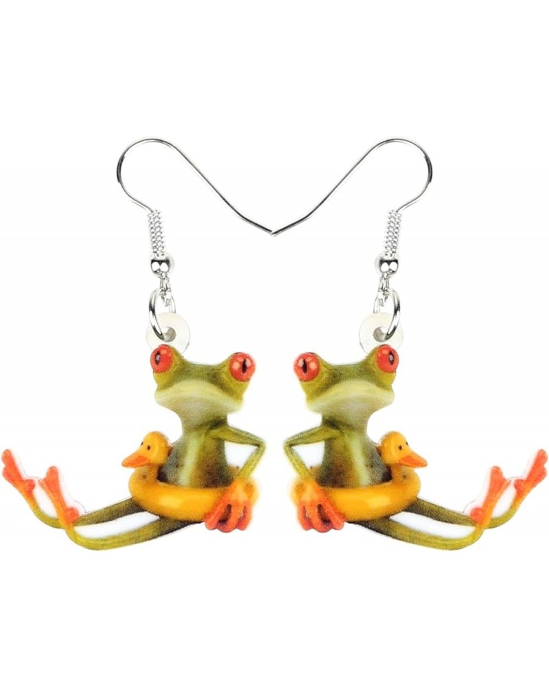 Acrylic Cute Skateboard Frog Earrings Heart Dangle Drop Funny Jewelry For Women Girls Charm Gift Moss green $7.40 Earrings