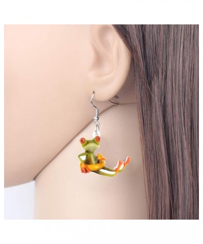 Acrylic Cute Skateboard Frog Earrings Heart Dangle Drop Funny Jewelry For Women Girls Charm Gift Moss green $7.40 Earrings