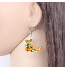 Acrylic Cute Skateboard Frog Earrings Heart Dangle Drop Funny Jewelry For Women Girls Charm Gift Moss green $7.40 Earrings