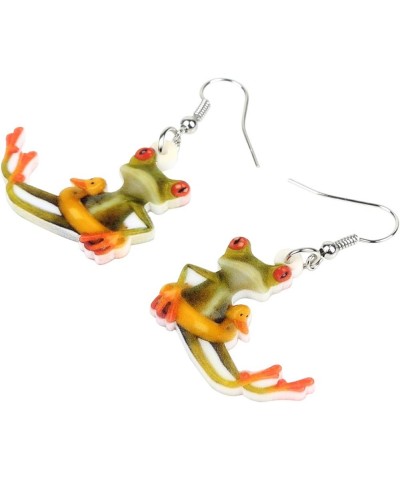 Acrylic Cute Skateboard Frog Earrings Heart Dangle Drop Funny Jewelry For Women Girls Charm Gift Moss green $7.40 Earrings