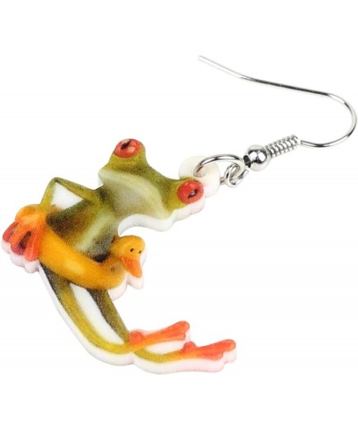 Acrylic Cute Skateboard Frog Earrings Heart Dangle Drop Funny Jewelry For Women Girls Charm Gift Moss green $7.40 Earrings