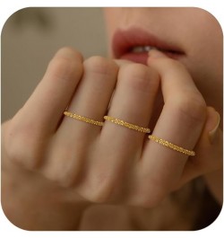 Stackable 925 Sterling Silver Rings for Women Girls Dainty 14K Gold Plated Ring Fashion Simple Thin Sparkling Bling Finger St...