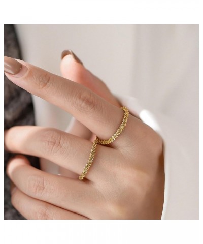 Stackable 925 Sterling Silver Rings for Women Girls Dainty 14K Gold Plated Ring Fashion Simple Thin Sparkling Bling Finger St...