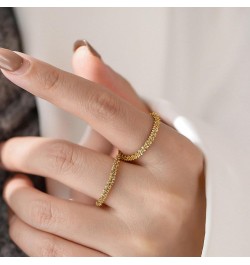 Stackable 925 Sterling Silver Rings for Women Girls Dainty 14K Gold Plated Ring Fashion Simple Thin Sparkling Bling Finger St...