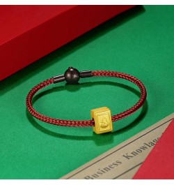 24K Solid Gold Bracelet, Real Pure Gold Jewelry Charm Bracelet Fashion Chinese Mahjong Chain for Women Men Teen Girls White B...