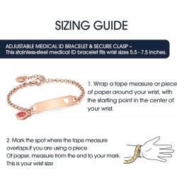 Pre-Engraved Simple Rolo Chain Medical Alert id Bracelet for Women PVD Rose Gold seizures $14.99 Bracelets