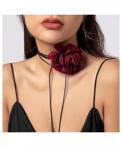 Flower Choker Necklace Black Velvet Flower Choker Rose Choker Big Flower Collar Choker Necklace Flower Long Velvet Choker for...