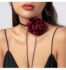 Flower Choker Necklace Black Velvet Flower Choker Rose Choker Big Flower Collar Choker Necklace Flower Long Velvet Choker for...