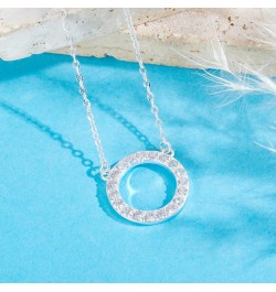 Mother of the Groom Necklace - Sterling Silver Simple Circle Necklace Bezel Pendant Sparkly Cubic Zirconia Halo Necklaces for...