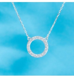 Mother of the Groom Necklace - Sterling Silver Simple Circle Necklace Bezel Pendant Sparkly Cubic Zirconia Halo Necklaces for...