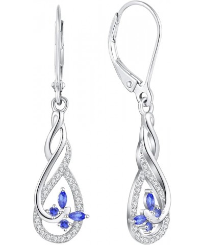 Earrings for Women,925 Sterling Silver Infinity Butterfly Dangle & Drop Earrings with AAA Cubic Zirconia September,Sapphire c...