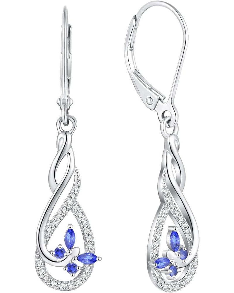 Earrings for Women,925 Sterling Silver Infinity Butterfly Dangle & Drop Earrings with AAA Cubic Zirconia September,Sapphire c...