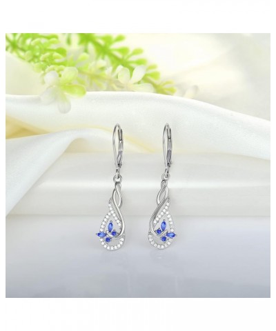 Earrings for Women,925 Sterling Silver Infinity Butterfly Dangle & Drop Earrings with AAA Cubic Zirconia September,Sapphire c...