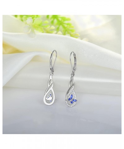 Earrings for Women,925 Sterling Silver Infinity Butterfly Dangle & Drop Earrings with AAA Cubic Zirconia September,Sapphire c...