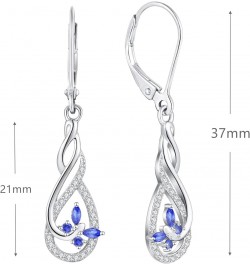 Earrings for Women,925 Sterling Silver Infinity Butterfly Dangle & Drop Earrings with AAA Cubic Zirconia September,Sapphire c...