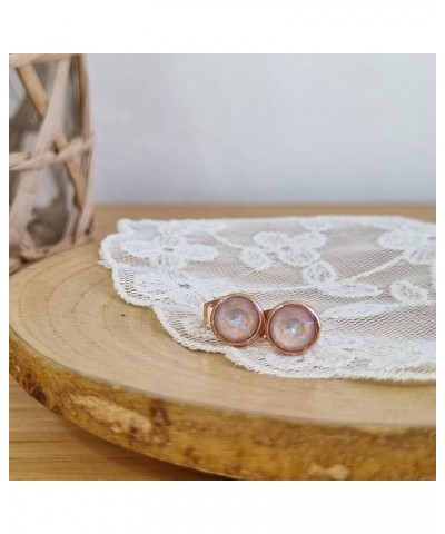 The Austrian SWAROVSKI Crystal Elements Stud Earrings Post Made of S925-made in Korea Rosegold-Dusty Pink DeLite $9.50 Earrings