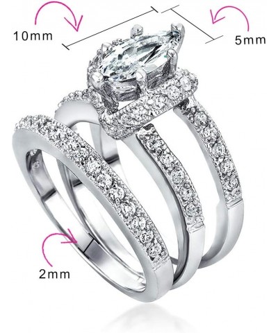 Personalize 1.5-2.5CT Cubic Zirconia Enhancer Guard Round Solitaire Halo Marquise AAA CZ Baguette Band Inset Anniversary Stat...