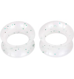 2PC Extra Soft Silicone Flexible Ear Skin Tunnels with Glitter Plugs Expanders Gauges Hollow Body Piercing Jewelry 2G-3/4 Cle...