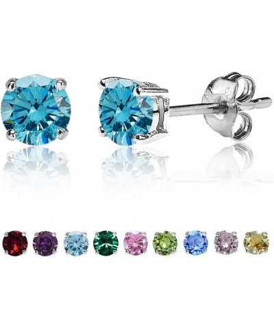 Small Stud Earrings for Women Sterling Silver 4mm Hypoallergenic light blue $6.59 Earrings