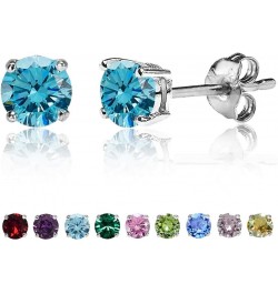 Small Stud Earrings for Women Sterling Silver 4mm Hypoallergenic light blue $6.59 Earrings