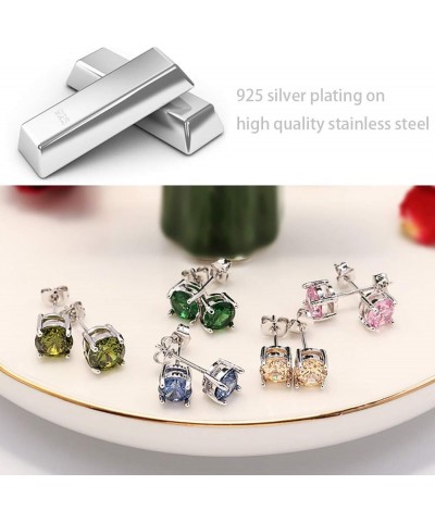 Small Stud Earrings for Women Sterling Silver 4mm Hypoallergenic light blue $6.59 Earrings